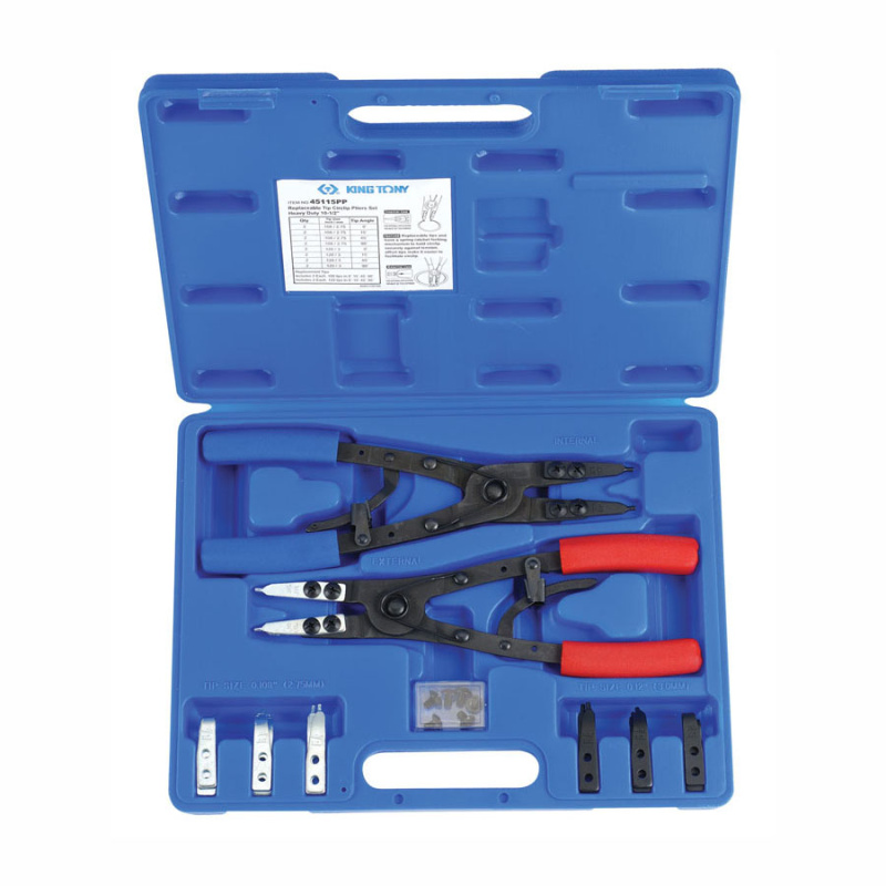 KING TONY Набор съемников для стопорных колец 267 мм, сменные насадки, кейс, 15 предметов 45115PP