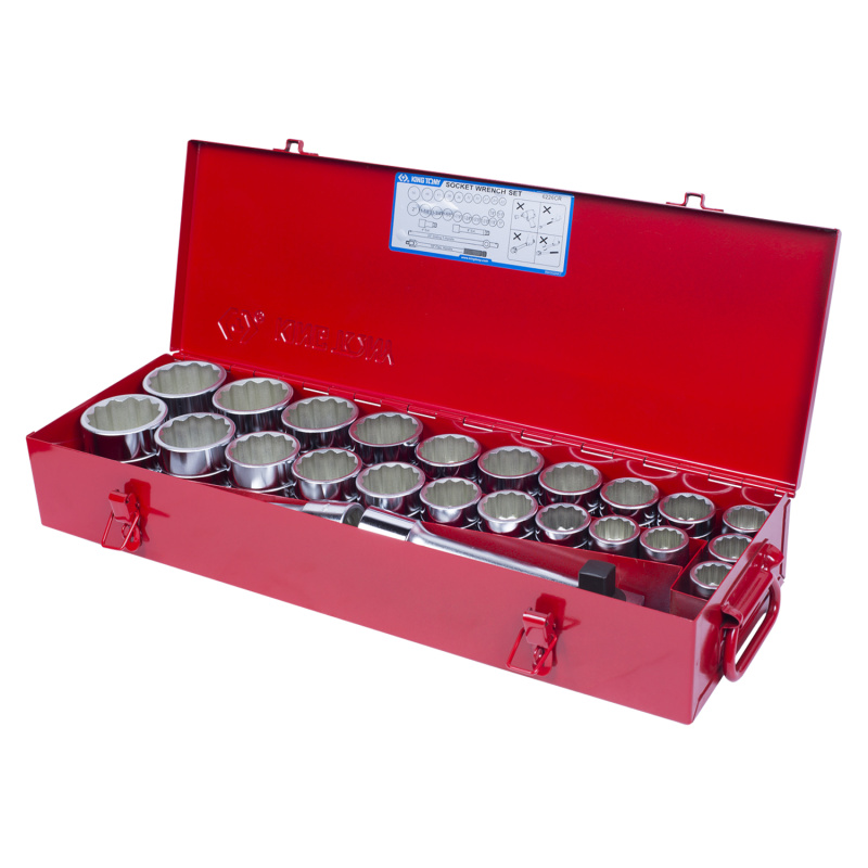 KINGTONY Комплект торцевых головок с принадлежностями 12 гр. 22-50 мм 1"-2" 26 пр.  6226CR