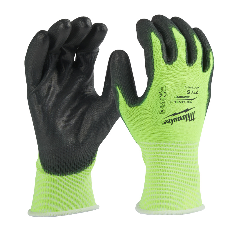 Перчатки защитные Hi-Vis Cut level (Хай Виз Кат Левел) 1/A, S/7 HI-VIS CUT A GLOVES - 7/S - 1PC MILW