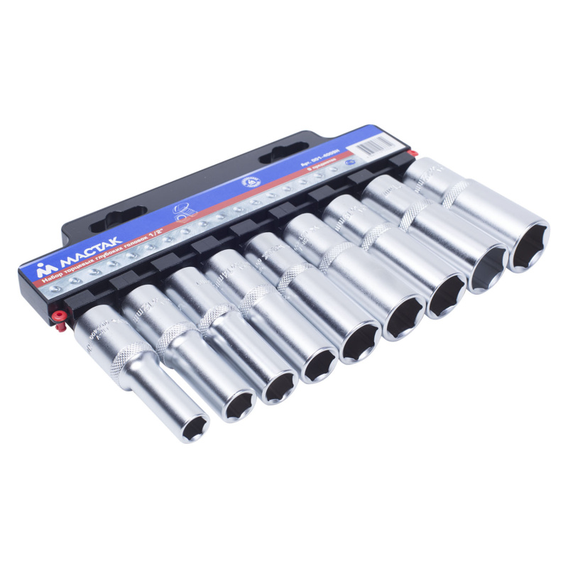 MACTAK Набор торцевых глубоких головок 1/2", 10-22 м, 9 предметов  001-4009H