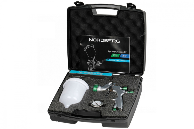 Краскопульт LVMP с верхним бачком, сопло 1,3 мм, пластиковый кейс NORDBERG NP7513